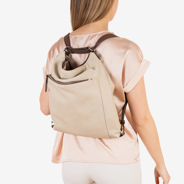 Shoulder bag and backpack, off white color, Collection somta. 33.5x36x05 cm