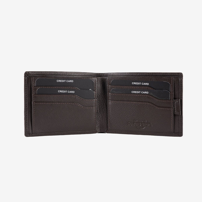 Billetero de piel para hombre, color café, Serie spongy/leather. 12x9.5 cm - Matties Bags