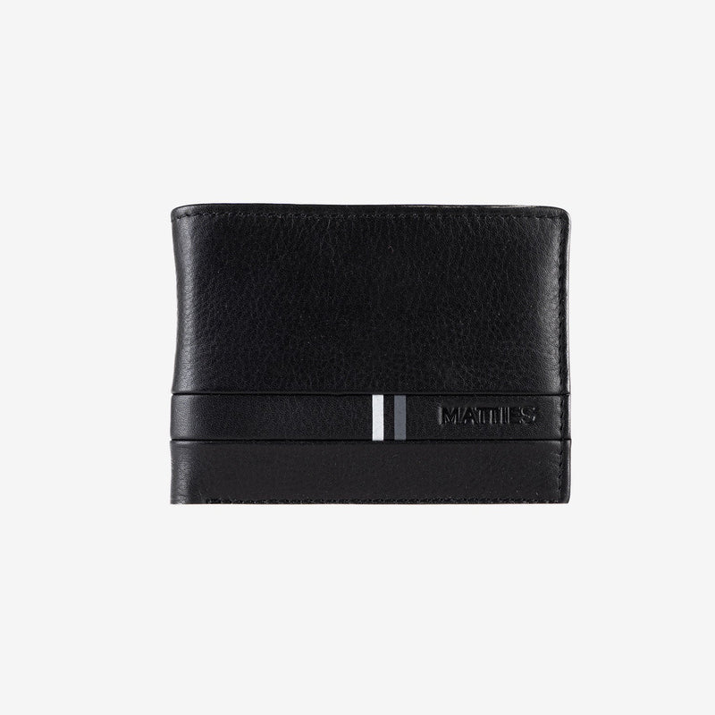 Billetero de piel para hombre, color negro, Serie colores/leather. 10.5x8 cm - Matties Bags