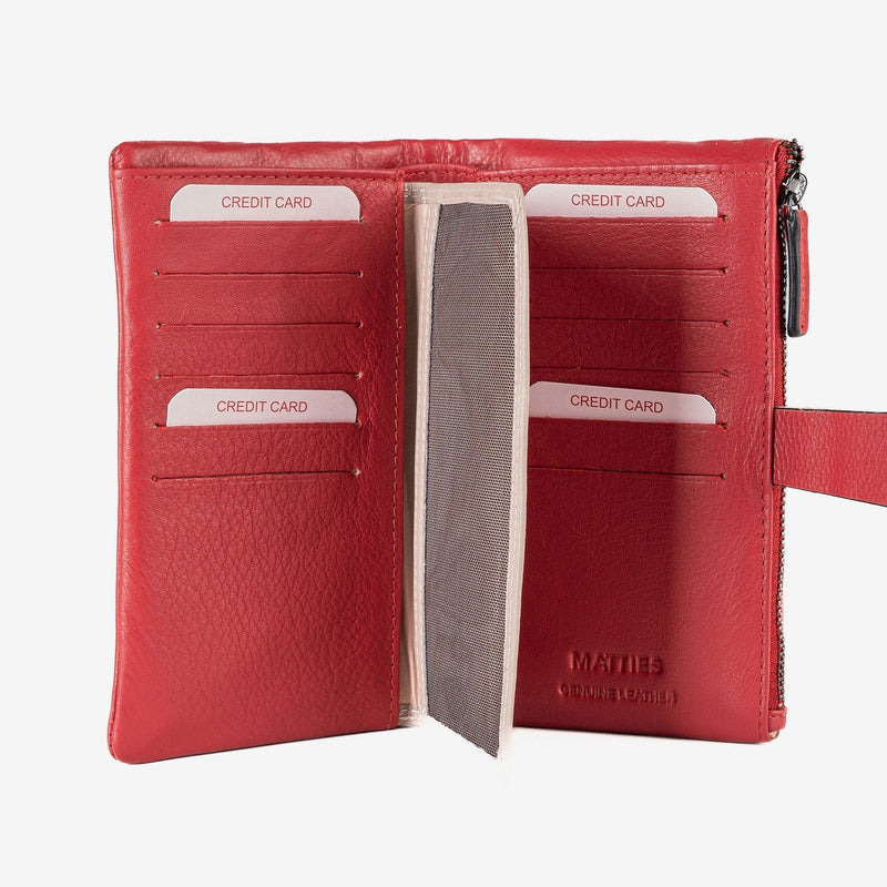 Billetero de piel para mujer, Serie line leather. 17x10 cm - Matties Bags