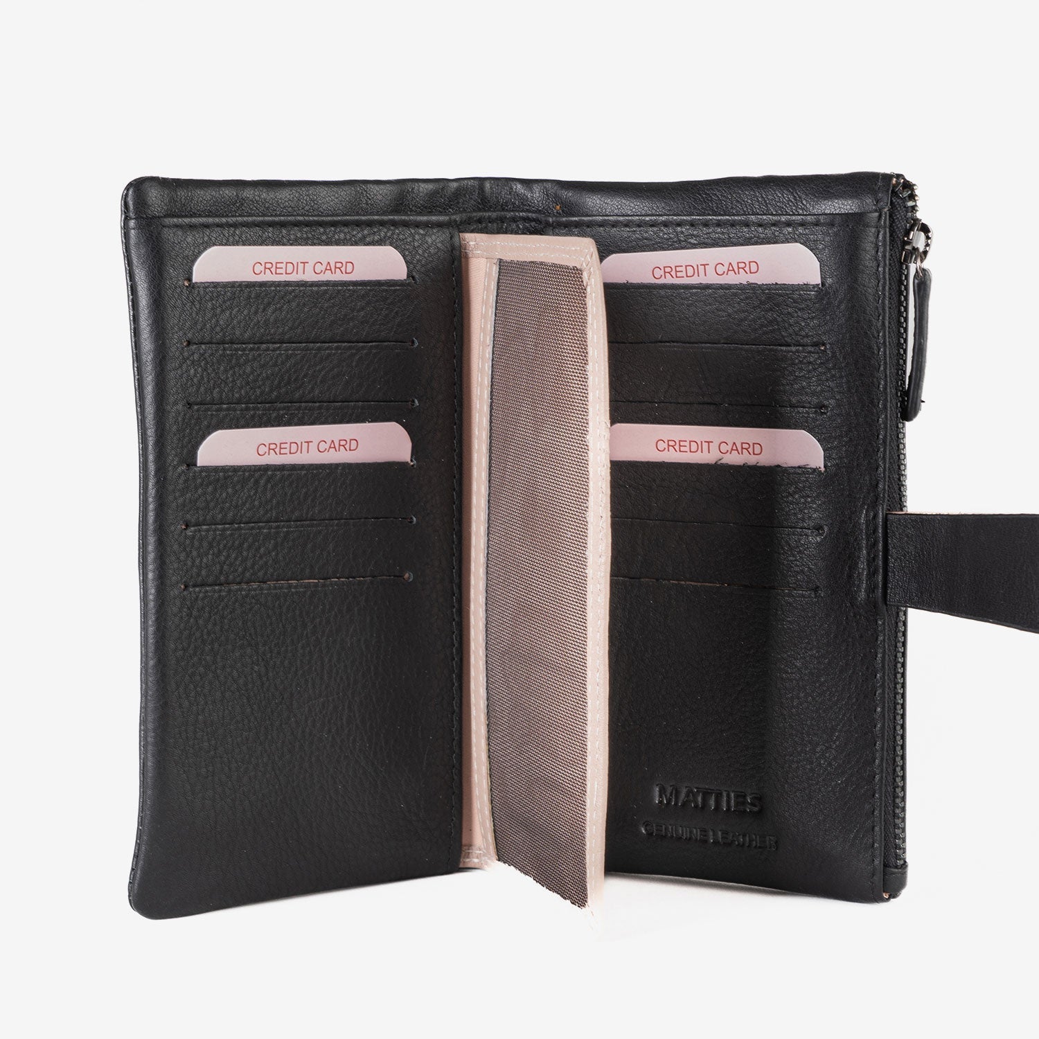 Billetero de piel para mujer, Serie line leather. 17x10 cm - Matties Bags