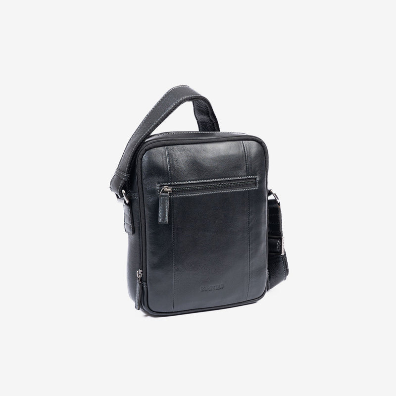 Bolso bandolera para hombre , color negro, Serie Pioneer Leather. 19x25 cm - Matties Bags