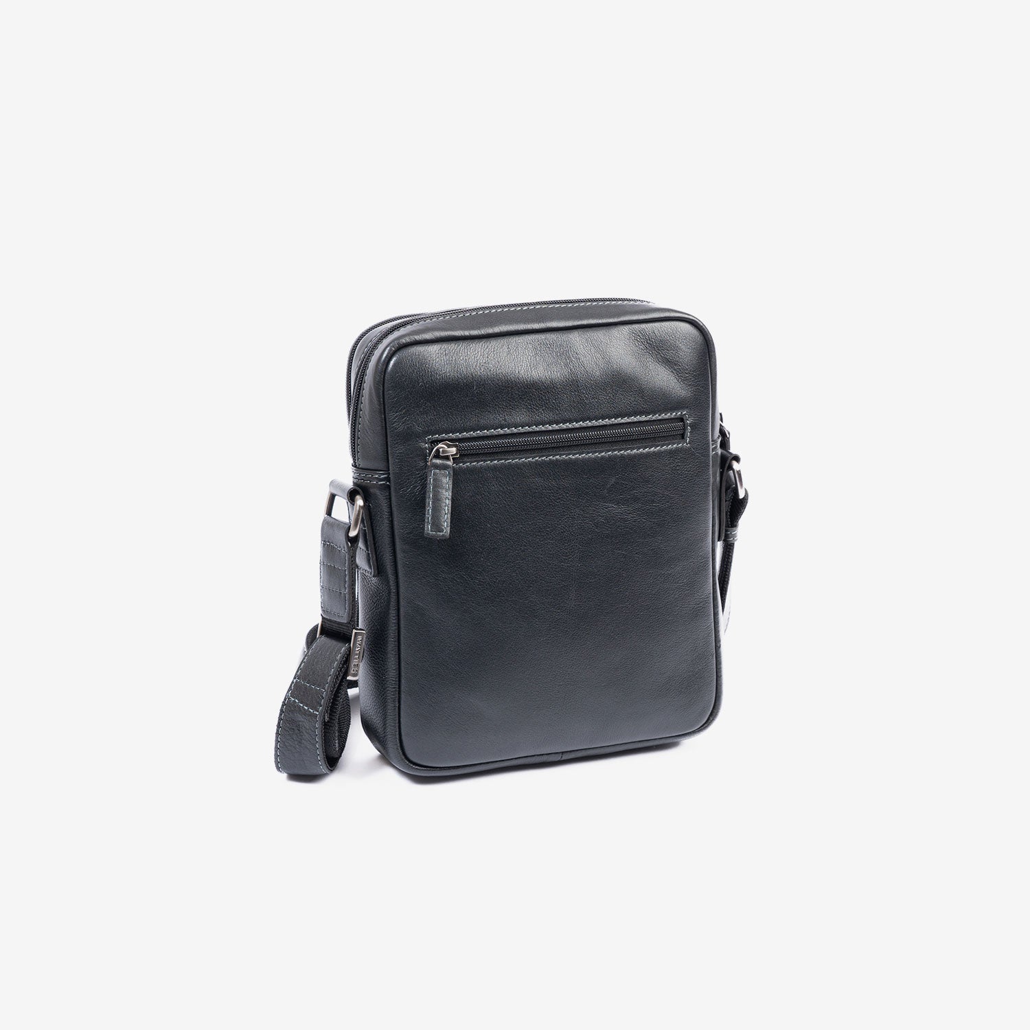 Bolso bandolera para hombre , color negro, Serie Pioneer Leather. 19x25 cm - Matties Bags