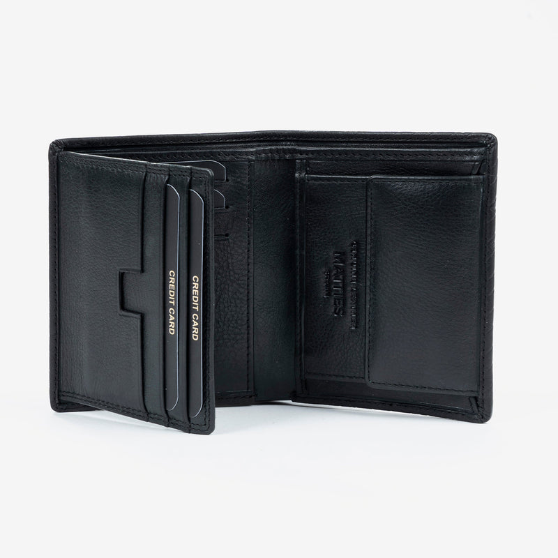 Leather wallet, black color, Emboss Leather Collection
