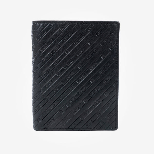 Billetero piel, color negro, Colección Emboss Leather