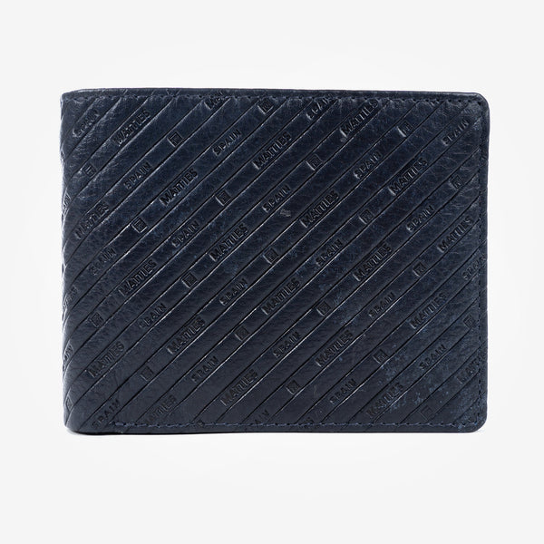 Billetero piel, color azul, Colección Emboss Leather