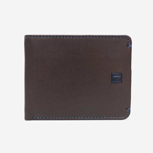 Leather wallet, brown color, New Nappa collection. 11x9 cm