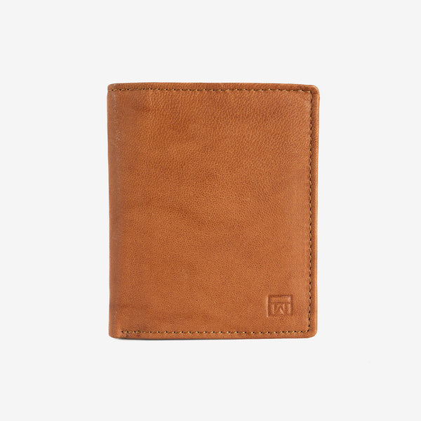 Natural leather wallet for men, leather color, ANTIC-NAPPA/LEATHER Series. DIMENSIONS:9x11 cm