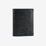 Natural leather wallet for men, black, ANTIC-NAPPA/LEATHER Series. DIMENSIONS:8.5x11.5 cm