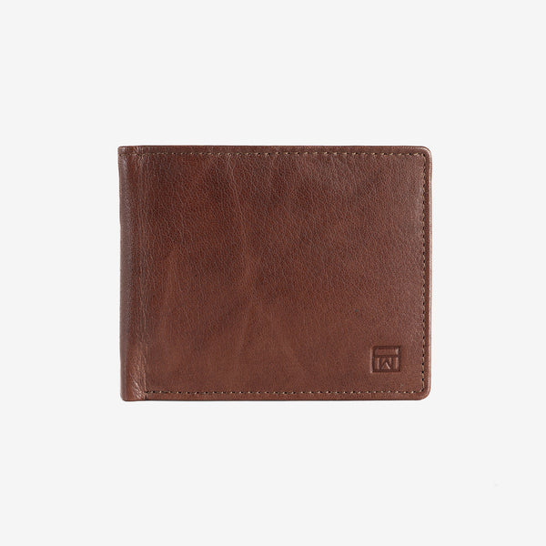 Natural leather wallet for men, brown, ANTIC-NAPPA/LEATHER Series. DIMENSIONS:11x9 cm