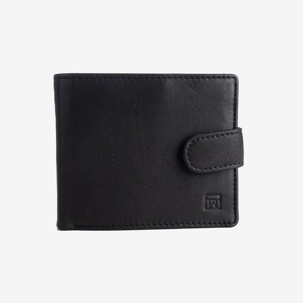 Natural leather wallet for men, black, ANTIC-NAPPA/LEATHER Series. 11x9cm