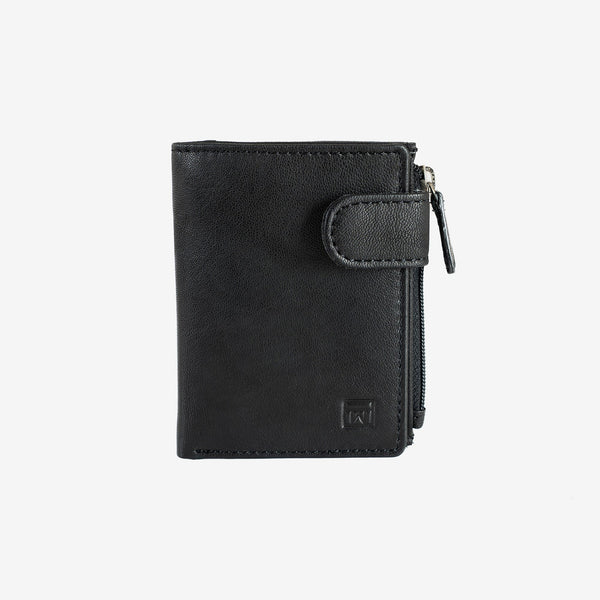 Natural leather wallet for men, black, ANTIC-NAPPA/LEATHER Series. DIMENSIONS:8x10.5 cm