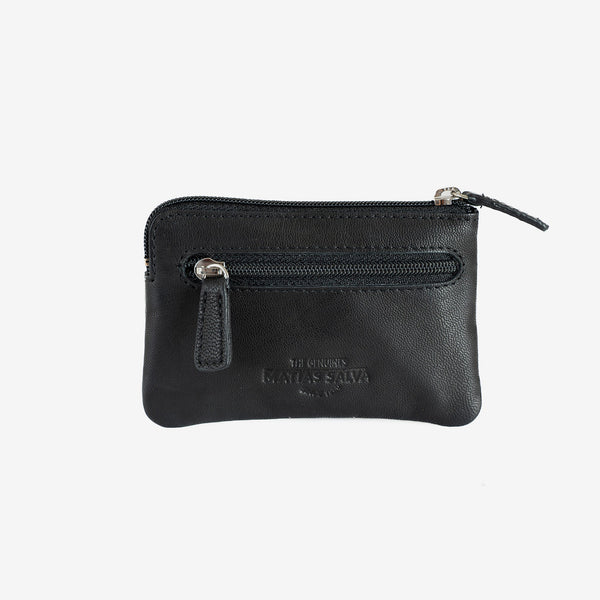 Natural leather wallet for men, black, ANTIC-NAPPA/LEATHER Series. DIMENSIONS:11x7 cm