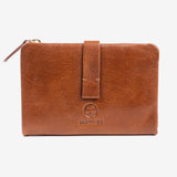 Leather wallet, tan color, vegetable leather collection. 10x15 cm