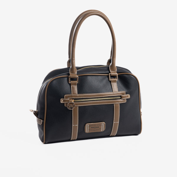 Handbag with shoulder strap, black, Rose Series. 33x23x10cm