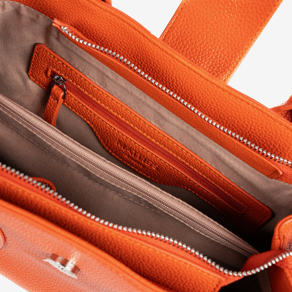 Handbag with shoulder strap, orange color, Collection reunion. 30x20x12 cm