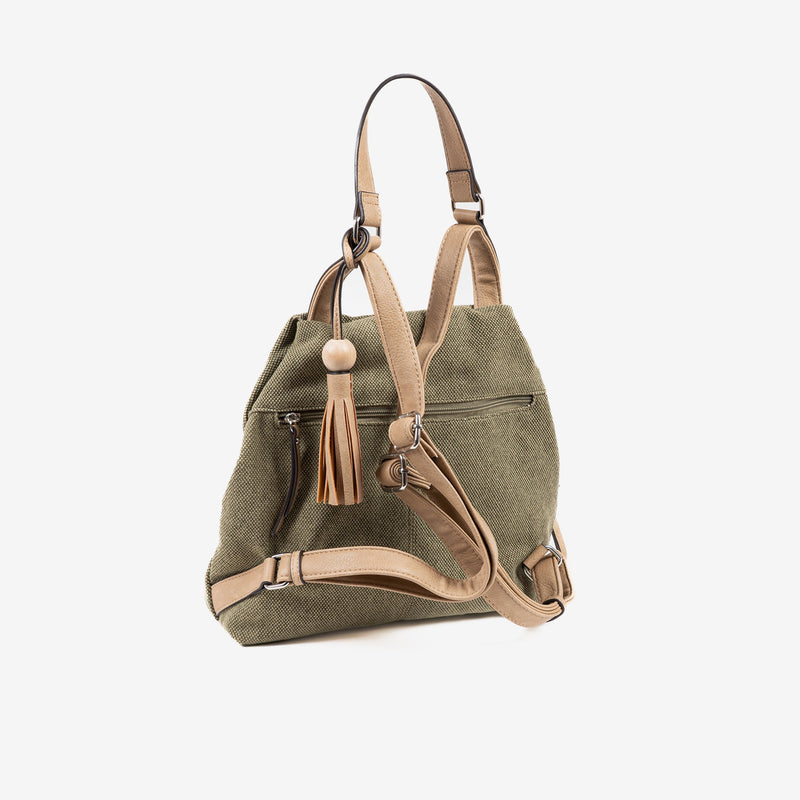 Women's backpack, khaki color, Holbox series. 30x30x11cm