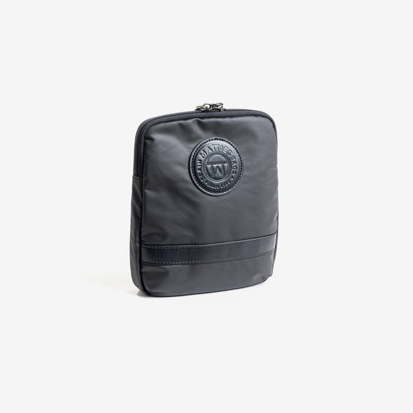 Men's reporter bag, black color, nylon sport collection