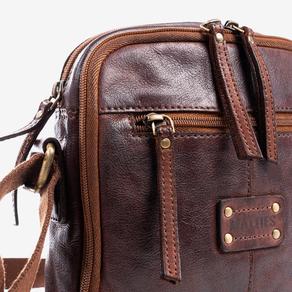 Bolso reportero para hombre, color marrón, Colección antic leather