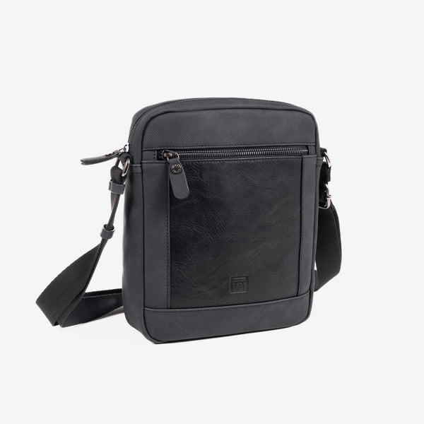 Shoulder bag for men, black color, Canvas Collection. 21.5x26x5.5cm
