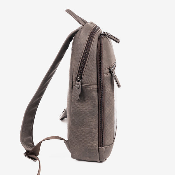 Men's backpack, brown color, Canvas Collection. 27x36x9cm