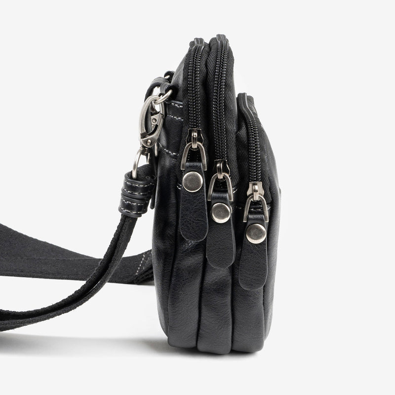 Black cross body bag, "Reporteros Hombre" Collection
