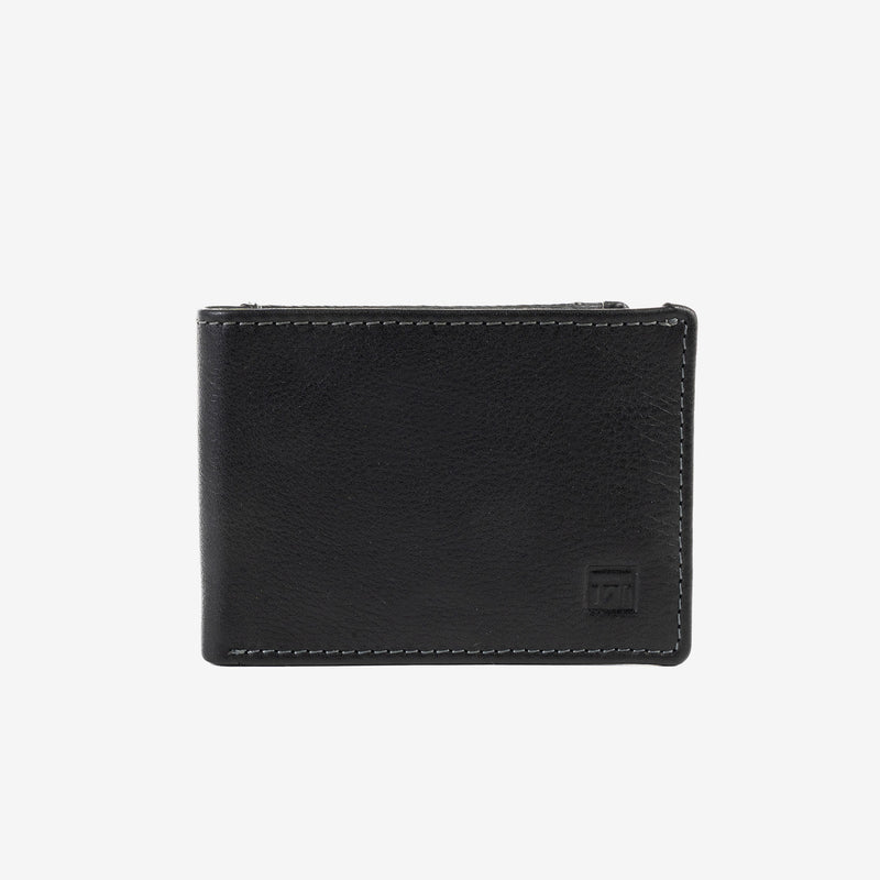 Billetero piel negro, Colección Exotic Leather. 11,5x9,5 cm