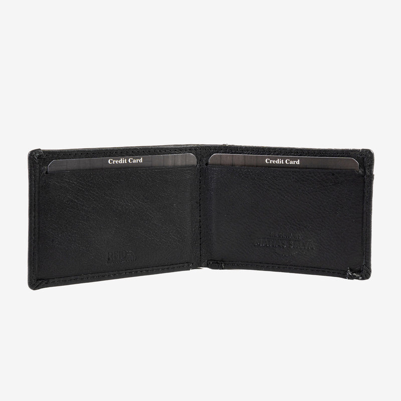 Billetero piel negro, Colección Exotic Leather. 11,5x9,5 cm