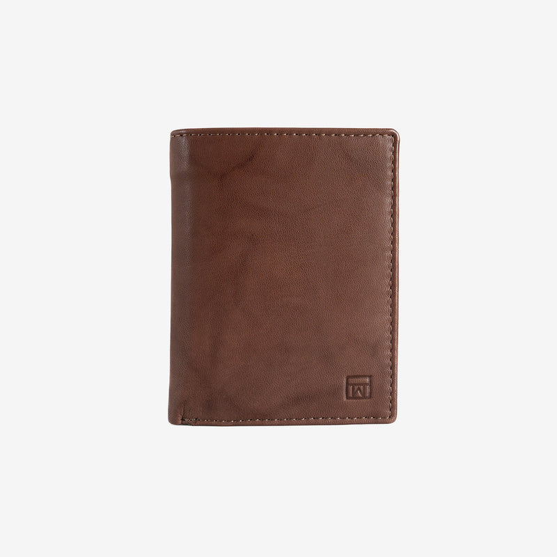 Billetero en piel natural para hombre, Serie ANTIC-NAPPA/LEATHER. 8.5x11.5 cm