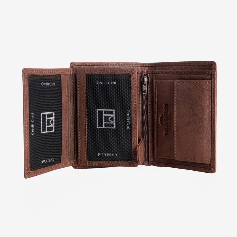 Billetero en piel natural para hombre, Serie ANTIC-NAPPA/LEATHER. DIMENSIONES: 8.5x11.5 cm
