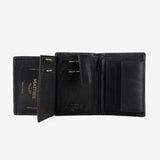 Natural leather wallet for men, black color, ANTIC-NAPPA/LEATHER Series. 8.5x11 cm