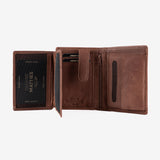 Natural leather wallet for men, brown color, ANTIC-NAPPA/LEATHER Series. 8.5x11 cm