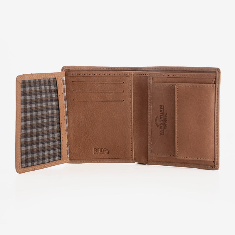 Man's wallet, tan color, Collection 1977/LEATHER. 9x11 cm
