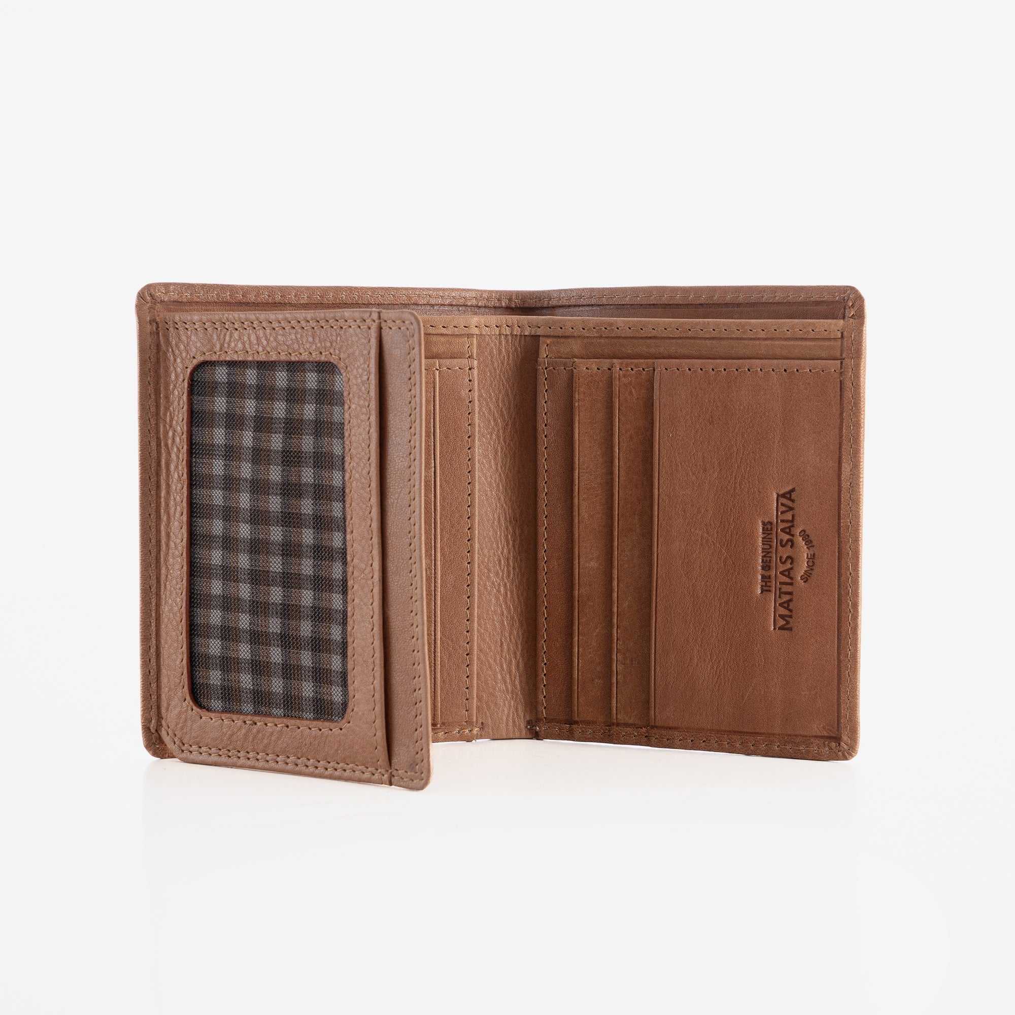 Billetero piel para hombre, color cuero, Serie 1977/LEATHER. 9x11 cm