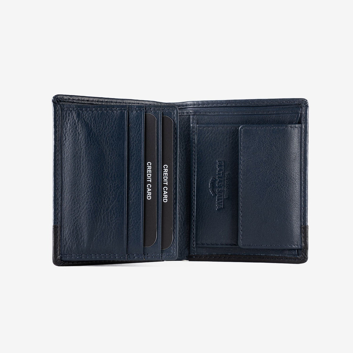 Men's leather wallet, embossed/leather series. 9x11 cm