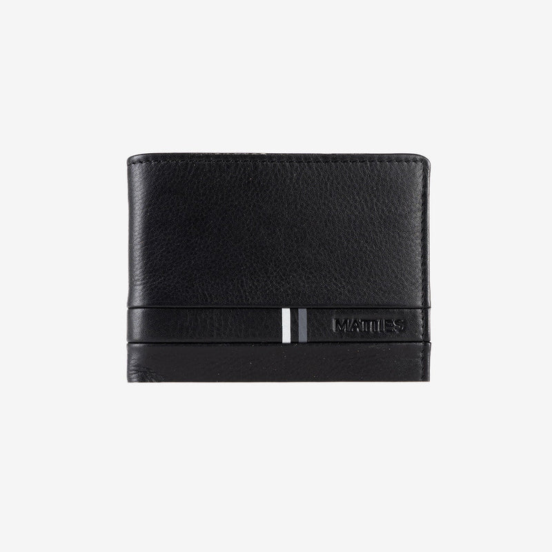 Leather wallet for men, black color, Color series/leather. 11x9 cm