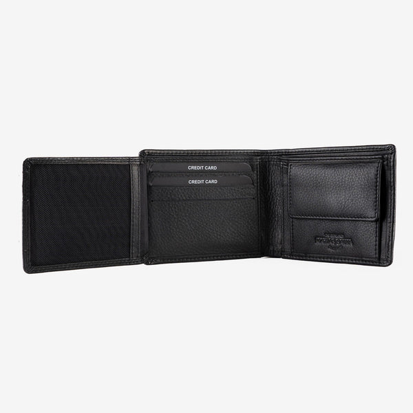 Leather wallet for men, black color, Color series/leather. 11x9 cm