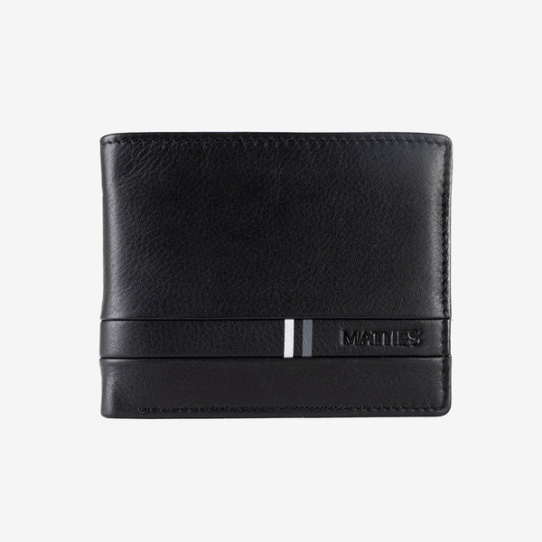 Leather wallet for men, black color, Color series/leather. 11x9 cm