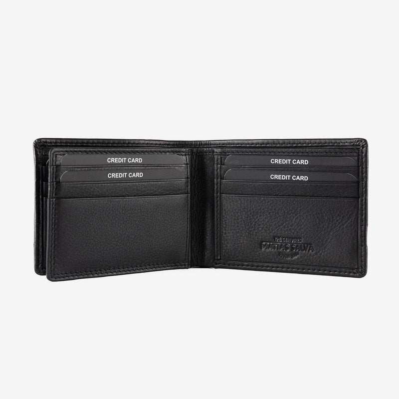 Leather wallet for men, black color, Color series/leather. 10.5x8 cm