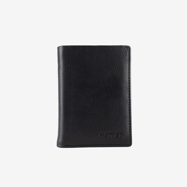 Billetero de piel para hombre, color negro, Serie spongy/leather. 8.5x10.5 cm