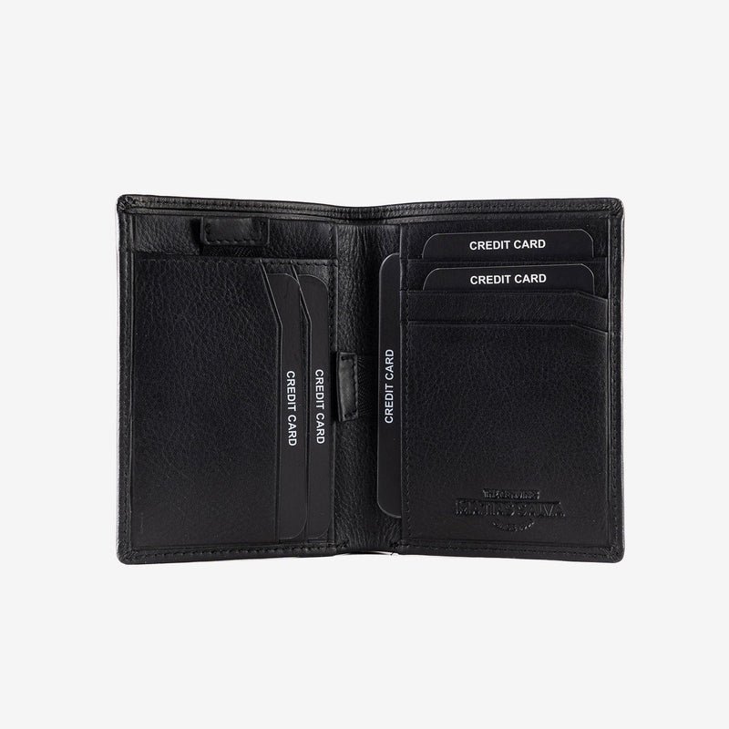 Leather wallet for men, black color, Spongy/Leather series. 8.5x10.5 cm