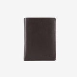 Billetero de piel para hombre, color café, Serie spongy/leather. 8.5x10.5 cm