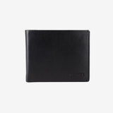 Billetero de piel para hombre, color negro, Serie spongy/leather. 12x9.5 cm