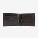 Leather wallet for men, brown color, Spongy/Leather series. 12x9.5 cm