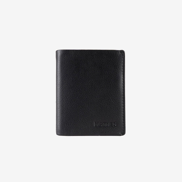 Billetero de piel para hombre, color negro, Serie spongy/leather. 8.5x10 cm