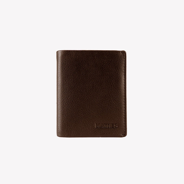 Billetero de piel para hombre, color café, Serie spongy/leather. 8.5x10 cm