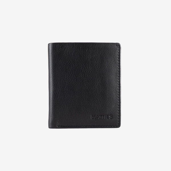 Billetero de piel para hombre, color negro, Serie spongy/leather. 9x10.5 cm