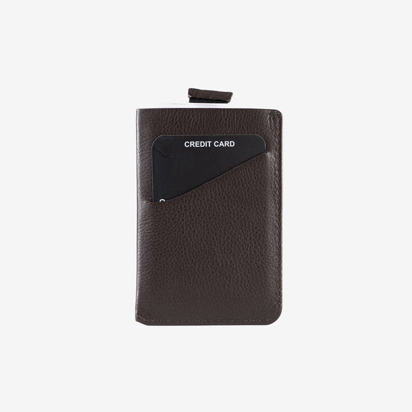 Leather wallet for men, brown color, Spongy/Leather series. 7x10.5 cm