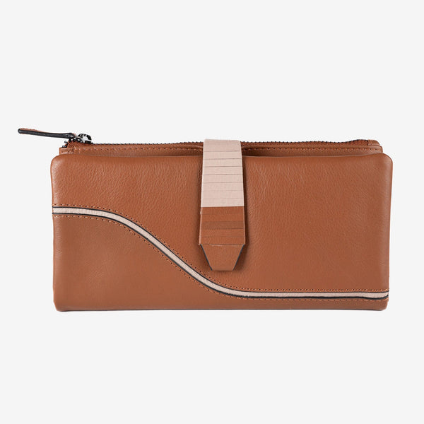 Billetero de piel para mujer, Serie line leather. 19.5x10 cm