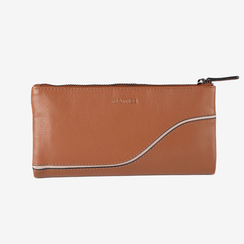 Leather wallet for women, leather color, Line leather series. 19.5x10 cm